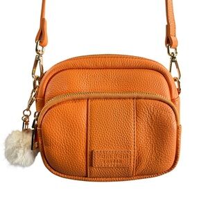 POM POM LONDON Vibrant Orange Crossbody Bag